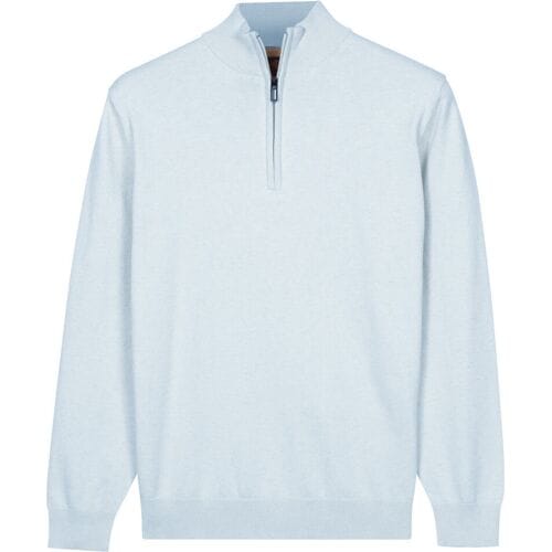 Baileys Trui Solid Color Half Zip Single Knit Soft Blue / male