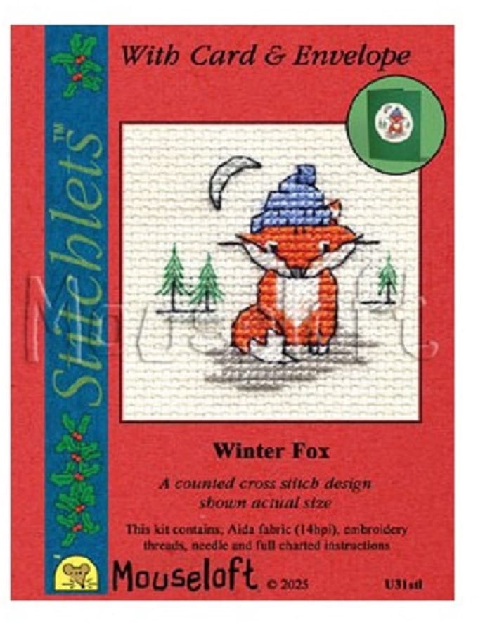 Mouseloft - Mini Borduurpakketje - Kerstkaart Maken - Winterse Vos