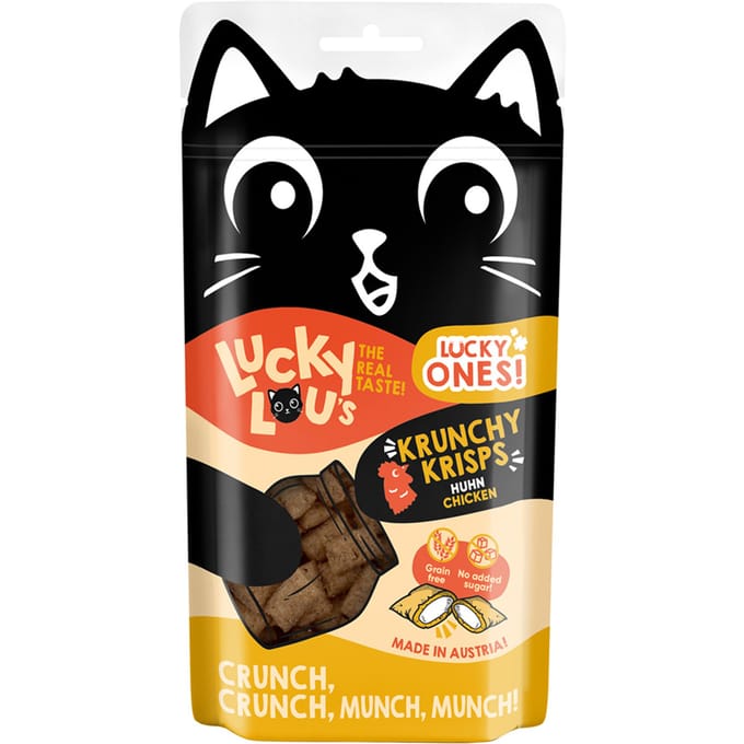 2x60g Lucky Lou Krunchy Krisps kip kattensnacks
