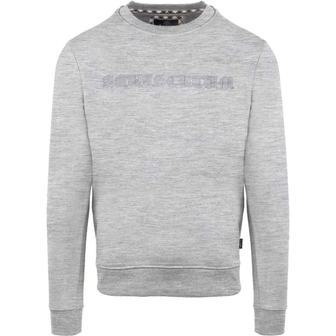 Aquascutum Heren Sweatshirt met geribde kraag (Grijs)