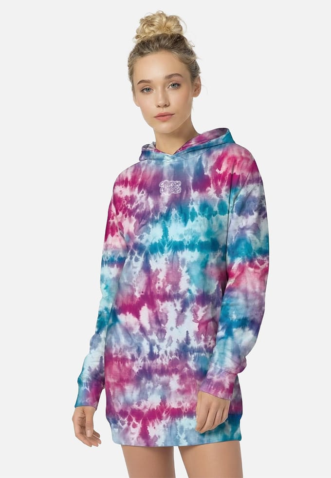 "Tie Dye Blue Pink" Oversize hoodiejurk