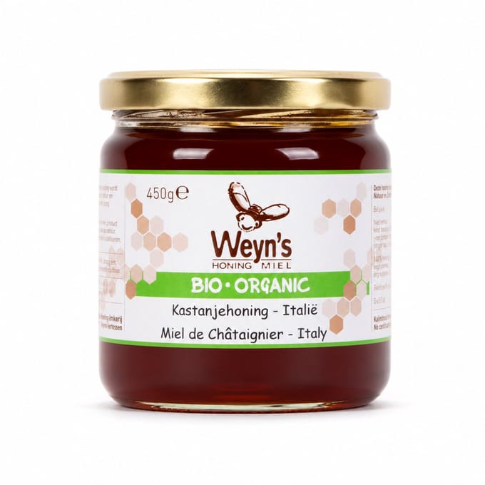 Biologische kastanjehoning - 450g - Weyn's - Honingpot