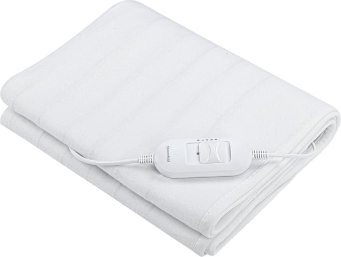 Bloomfold Elektrische Onderdeken - 150 x 80 cm - Wasmachinebestendig - 1 Persoons - 3 Standen - Warmtedeken - Wit/polyester