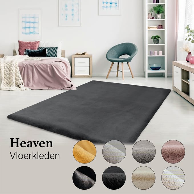 Vloerkleed Heaven Graphite Hoogpolig 200x290cm