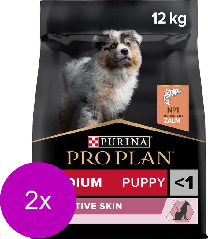 Pro Plan Dog Puppy Medium Breed Sensitive Zalm - Hondenvoer - 2 x 12 kg