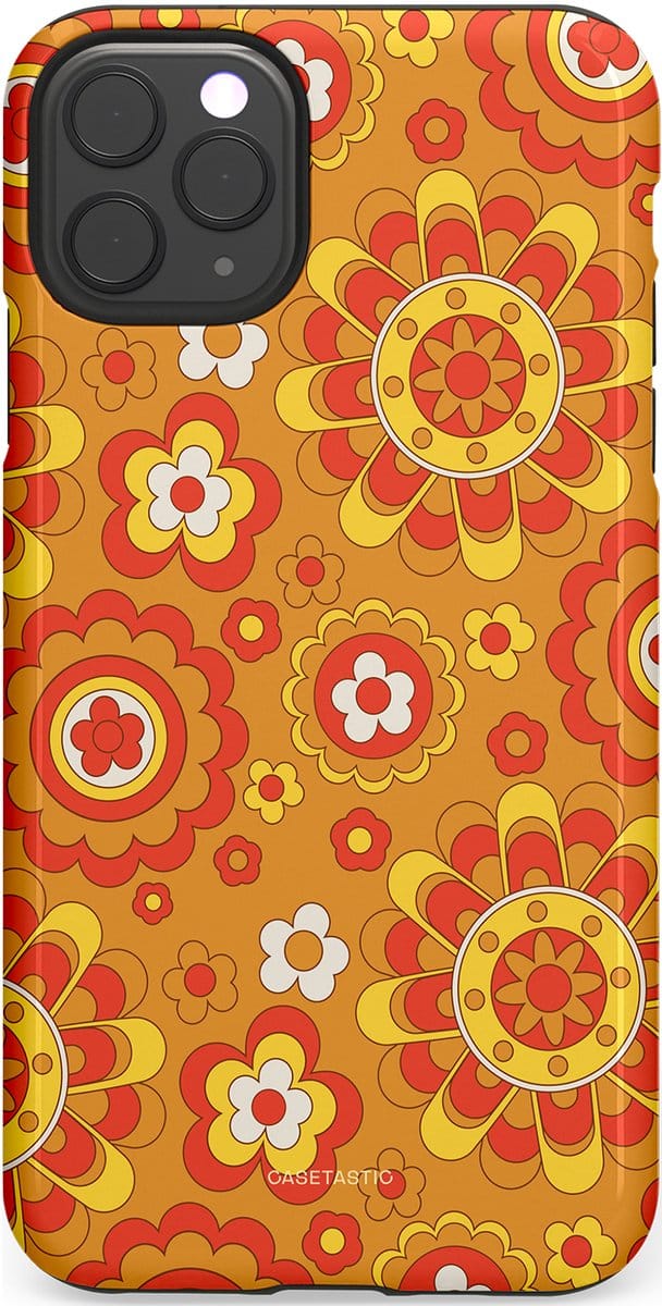 Casetastic hoesje geschikt voor Apple iPhone 11 Pro Max - Dubbellaagse bescherming - Retro droom - Fashion Case - Okergeel Terracotta Rood