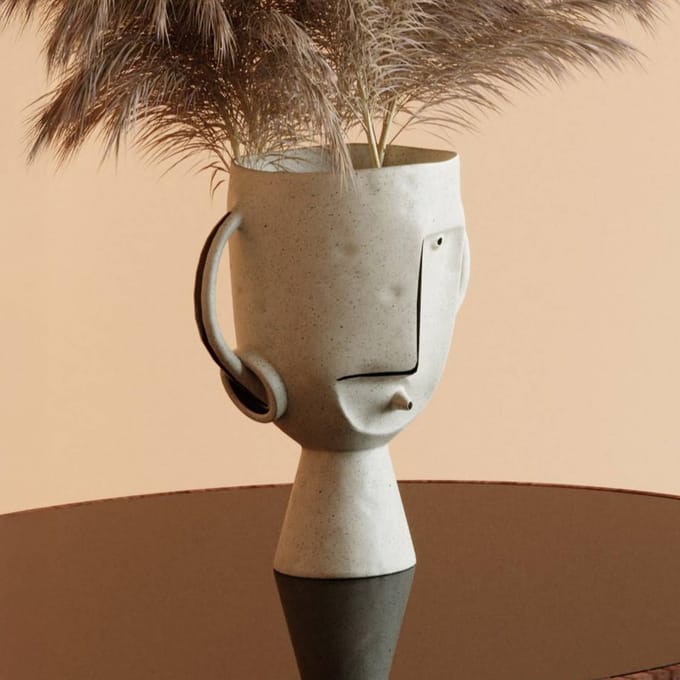 KARE Face Pot vaas, hoogte 30 cm, geglazuurd steengoed, beschilderd