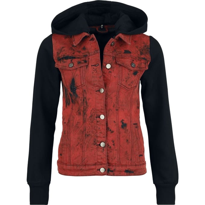 R.E.D. Rock-Engineered Design Rode jas met sweatmouwen en capuchon - Dames - M