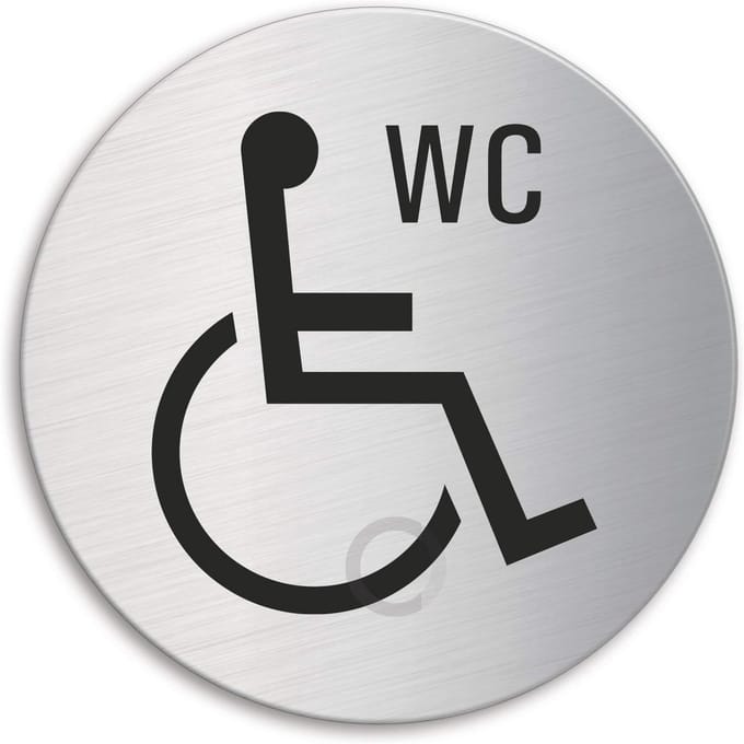 Toilet deurstickers voor gehandicapten Ø 75 mm - RVS zelfklevend
