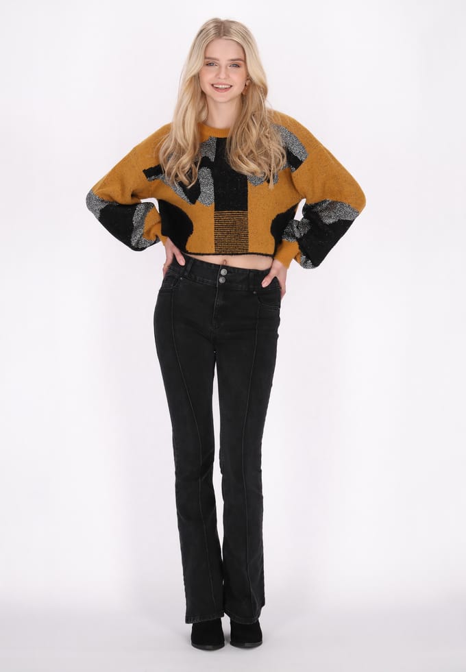 IZIA Jumper Dames Camel zwart