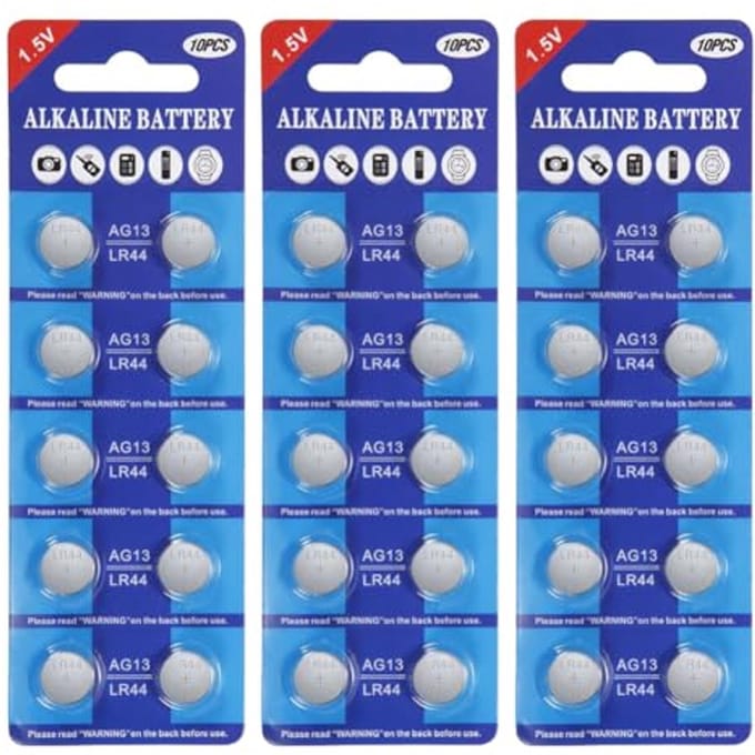 30 stuks AG13 LR44 1,5 V Alkaline Knoopcelbatterijen - Mercury Vrij