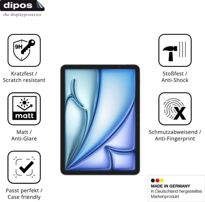 dipos – 2x Matte Pantserfolie geschikt voor Apple iPad Air M4 13 Zoll 2026 | 9H Screenprotector