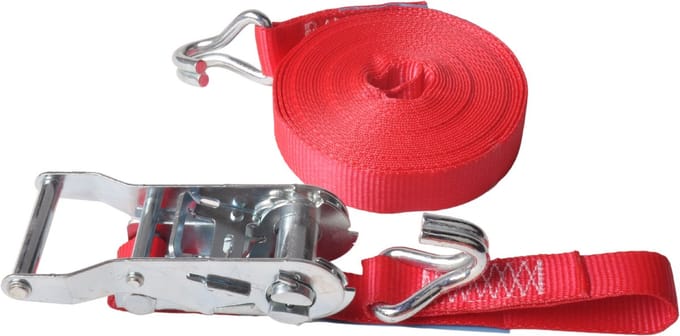 Spanband set van 2 stuks rood 700x2,5 cm (750 kg)