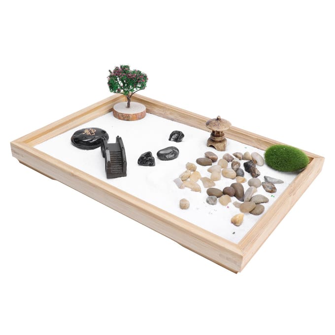 Zandtuin Kit Zen Japans Mini Meditatie Tafelblad Decoratie Accessoire voor Thuis Kantoor beige