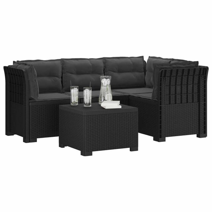 vidaXL - 4-Zitter - Tuin - Sofa - met - Kussens - Rattan - Look - PP - Antraciet