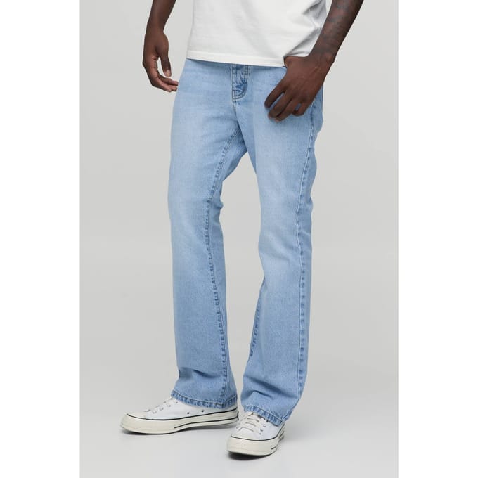 Essential Slim Flare Rigid Washed Jeans | Light Blue | Size 48R