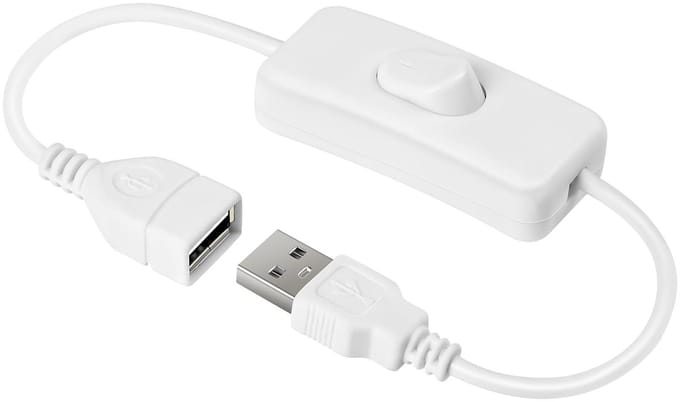 USB Switch Cable 0.3 m - Wit - Met Aan/Uit Schakelaar - Ideaal voor USB Apparaten - SnelShoppen