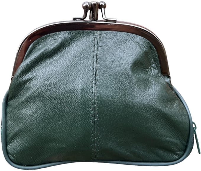 THL Design - Dames Knip Beurs - Beursje Medium - Portemonnee Dames - Leer - Donkergroen