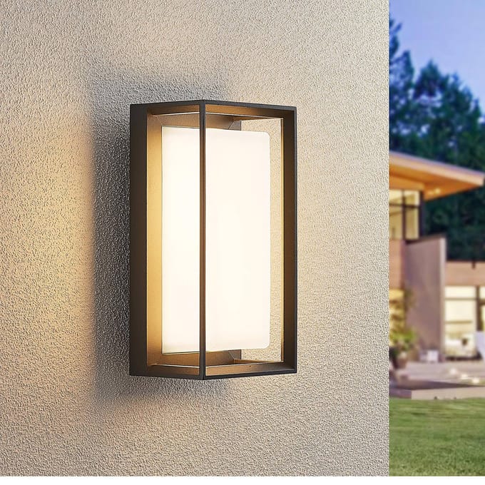 Arcchio LED buiten wandlamp Ismera, antraciet/opaal, IP65