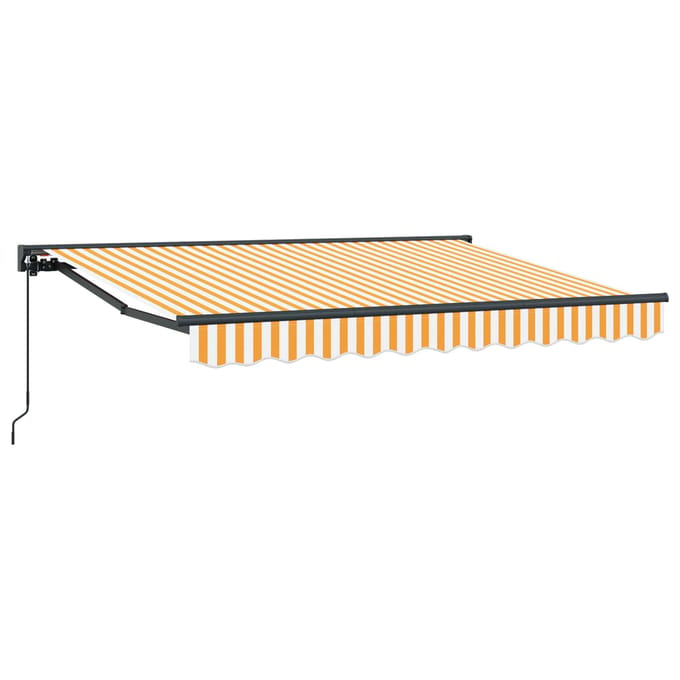 vidaXL - Handmatig - uitschuifbare - luifel - Geel - en - Wit - 3,5 - x - 2 - m