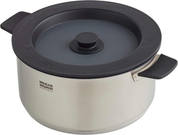 Kookpan met deksel - Sauspan - Compact opbergen - Magnetisch deksel - 5 liter 24 cm - Zilver