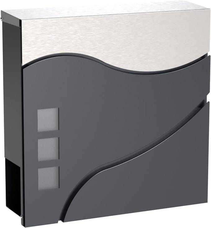 Wandbrievenbus - Postkast - Post Ontvangen - Met Krantenrol - 37 cm - Antraciet