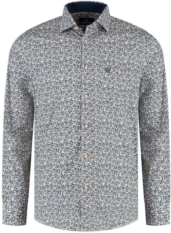 Fellows United Shirt lange mouw leaves stretc Rust (52.6544 - 152)
