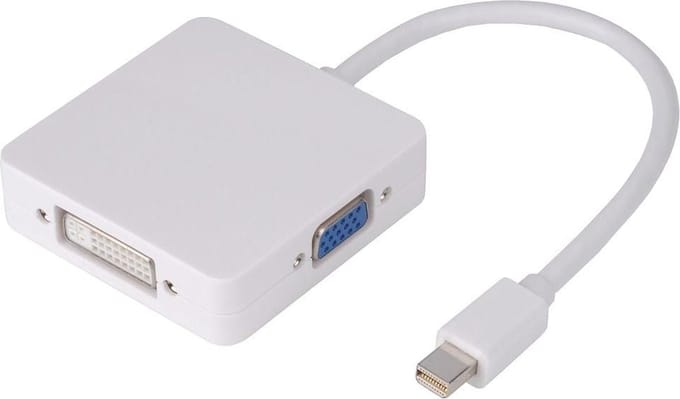 XIB Mini Displayport naar DVI VGA en HDMI vierkant / 3-in-1 adapter / Mini DP to DVI + VGA + HDMI - Wit