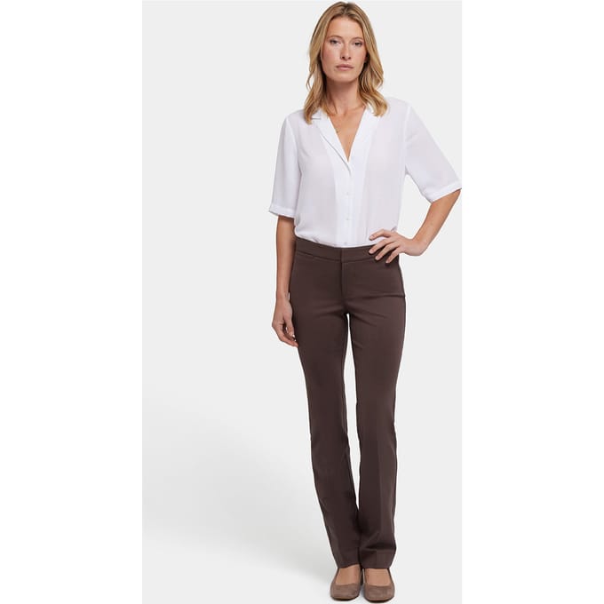 Slim Fit Broek in Ponte Knit | Koffieboon