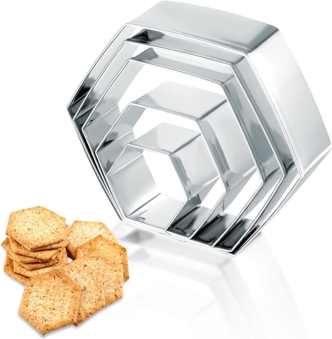 Solidchoice - Set van 5 Hexagon Koekjesuitsteekvormen van RVS
