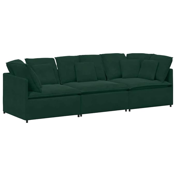 vidaXL - Modulaire - bank - met - kussens - fluweel - donkergroen