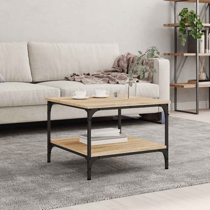 vidaXL - Salontafel - 55x55x40 - cm - bewerkt - hout - sonoma - eikenkleurig
