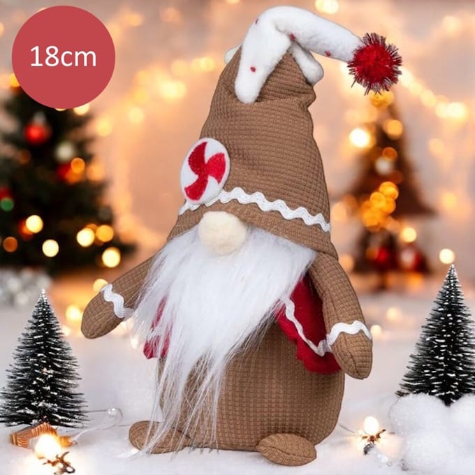 Handgemaakte Gnoom met baard - 28 cm - Vrolijke Kerstdecoratie
