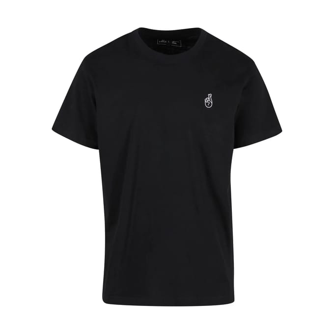 Mister Tee - Crossed Fingers Handsign EMB Heren Tshirt - XL - Zwart