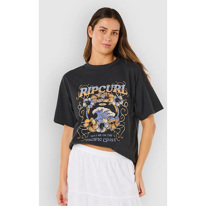 Rip Curl Pacific Coast Heritage T-shirt Met Korte Mouwen Zwart S Vrouw