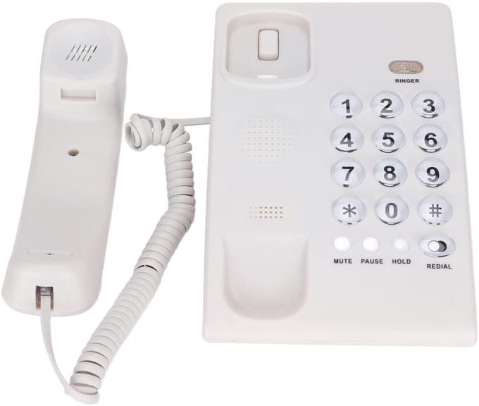 Vaste Telefoon - Grote Knop Telefoon - Thuis Kantoor - Groot Volume - 21 cm - Wit