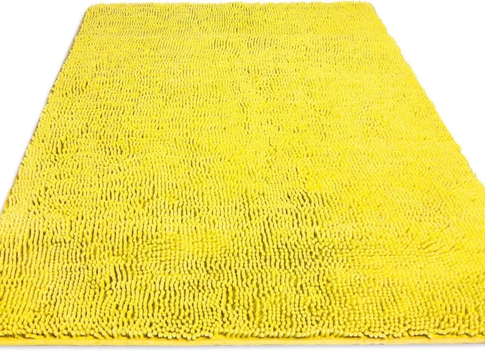 Badkamer Runner - Lange Badmat - Zachte Vloer - Antislip Chenille - 91 x 152 cm - Geel