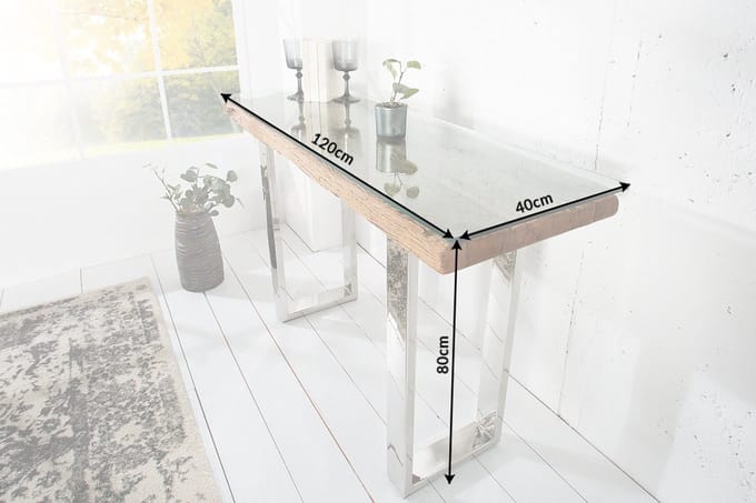 Massieve console BARRACUDA 120cm teak met stalen sledepoten- 36649