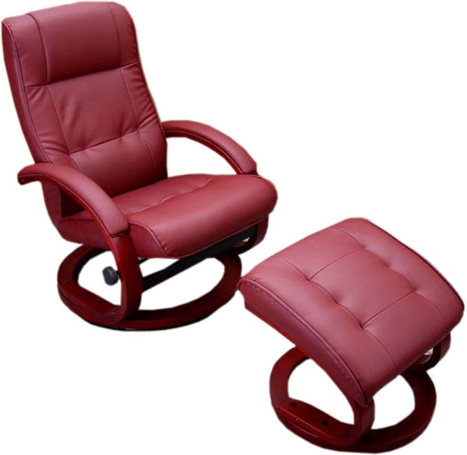 TV fauteuil Relaxfauteuil Pescatori, kunstleer, met hocker ~ bordeaux