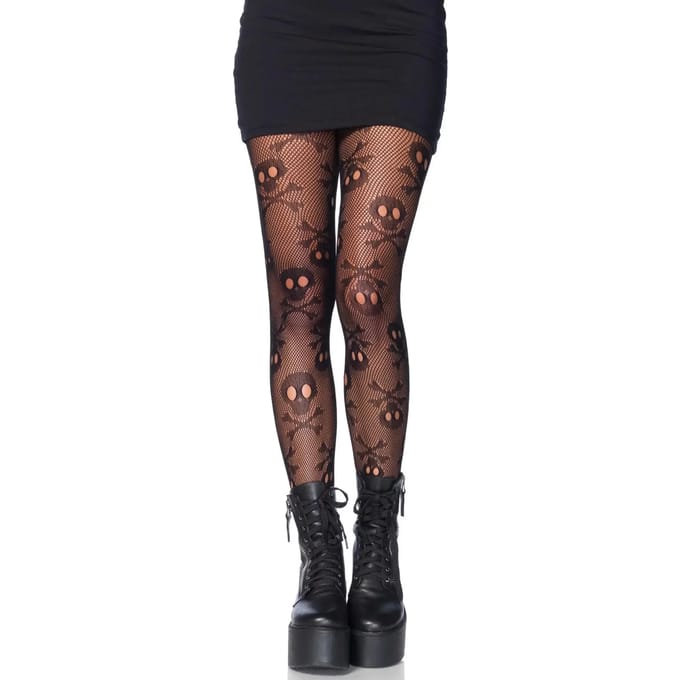 Damespanty Leg Avenue Pirate Skull Net Pantyhose