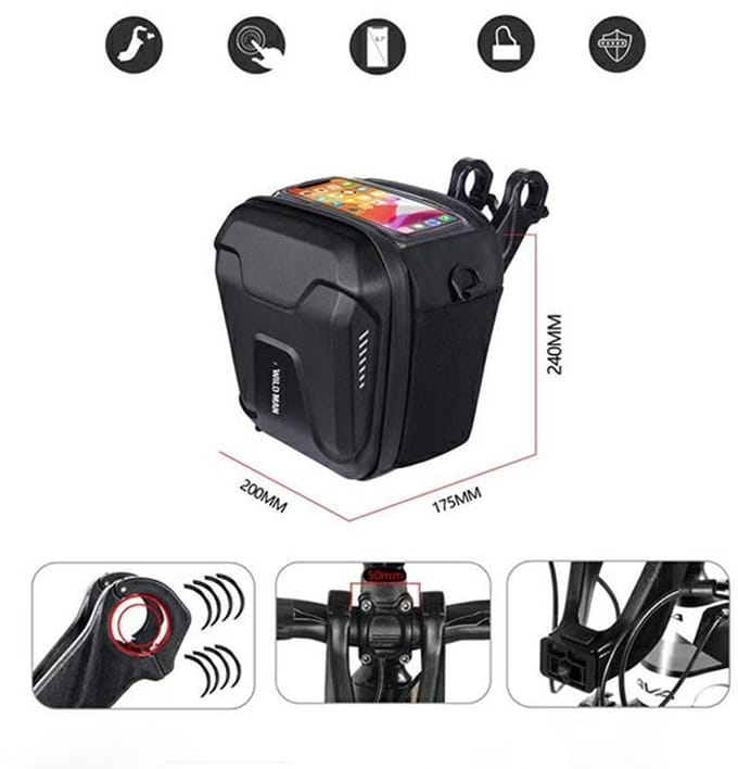 Wildman - Stuurtas - Telefoonhouder/Fietstas - Waterdicht - Touchscreen - Met rits - 3L - Zwart
