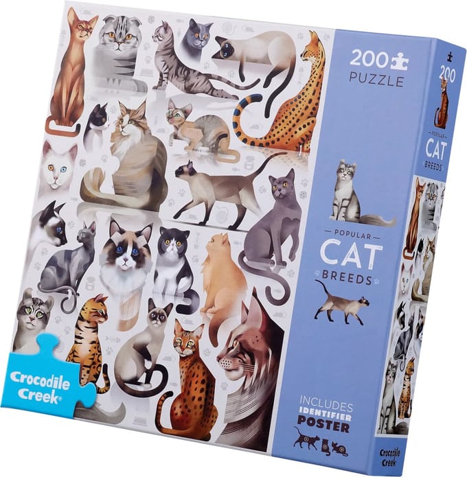 Crocodile Creek puzzel katten - 200 stukjes - dierenpuzzel 8 jaar+.