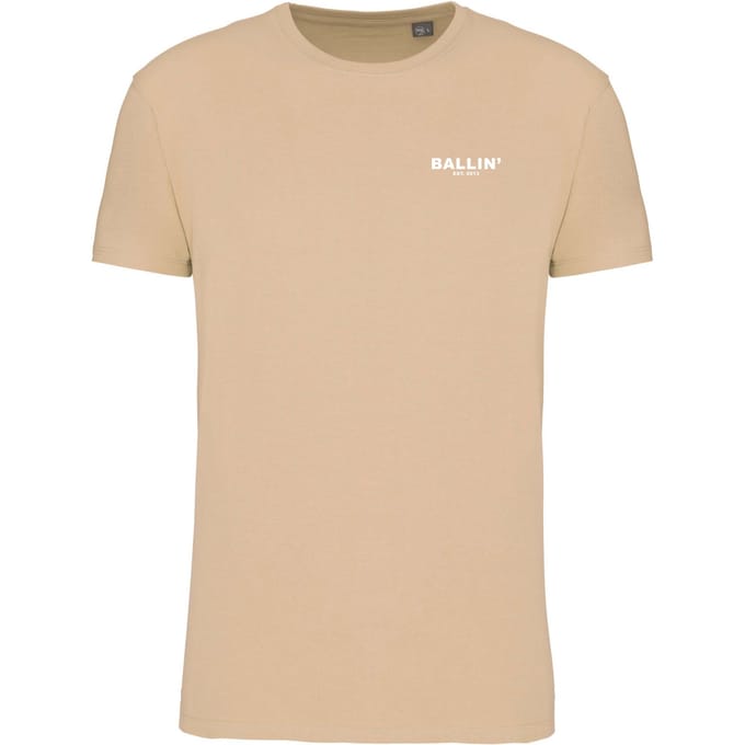 Heren Tee SS met Ballin Est. 2013 Backprint World Shirt Print - Beige - Maat S