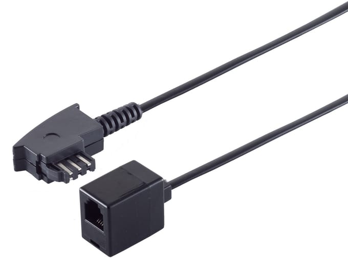 TAE-F - RJ11 telecom adapter | internationaal (nieuw) | zwart | 0,20 meter