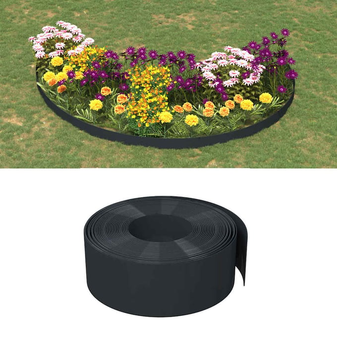 vidaXL - Tuinranden - 2 - st - 10 - m - 20 - cm - polyetheen - zwart