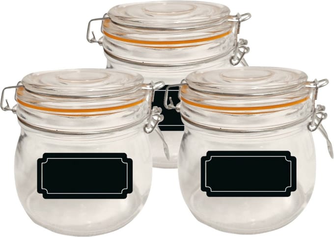 Weckpot/inmaakpot - 4x - 500 ml - glas - met beugelsluiting - incl. etiketten