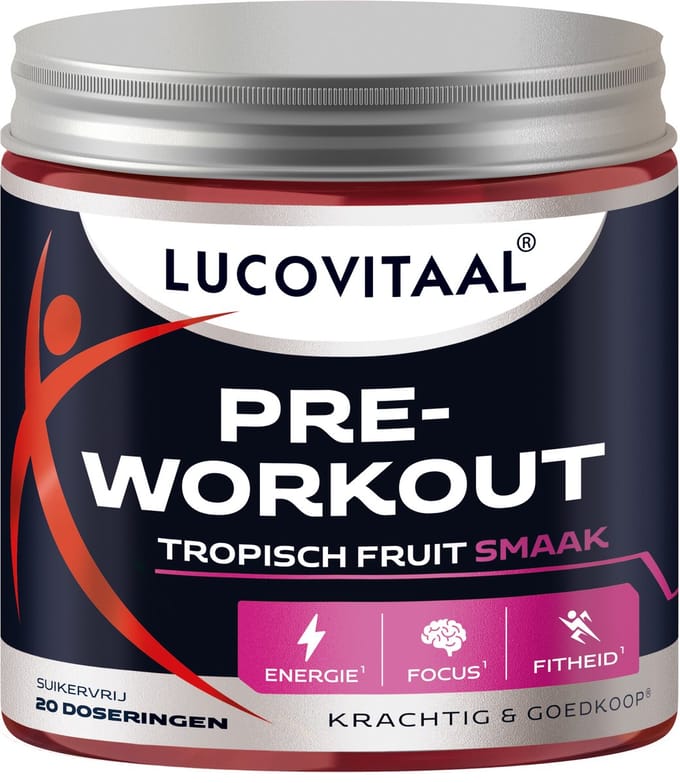 Lucovitaal Pre-Workout Poeder Tropisch Fruit 200 gram