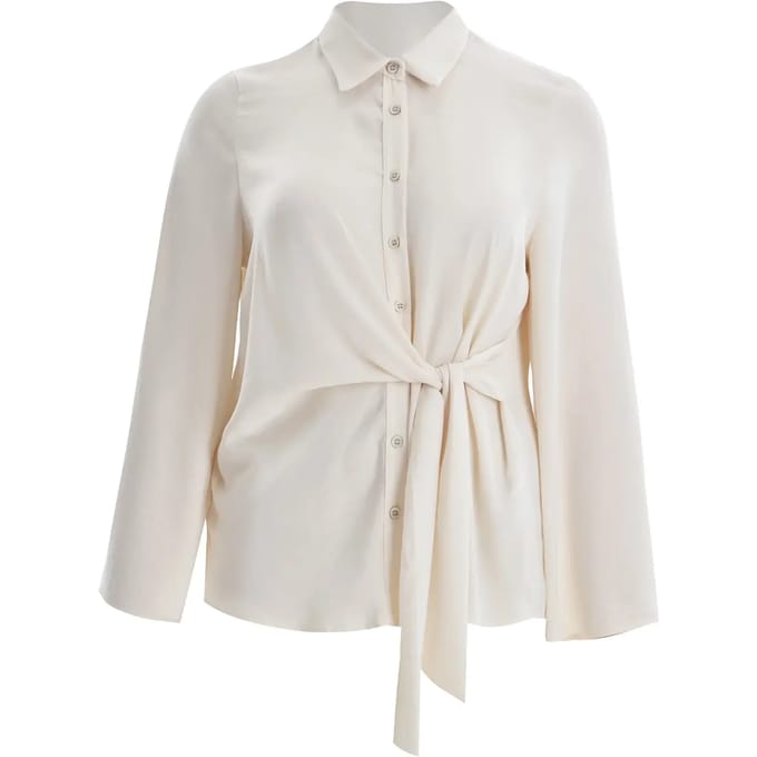 Satin Lange Mouwen Ceintuur Blouse Dames Mat Fashion