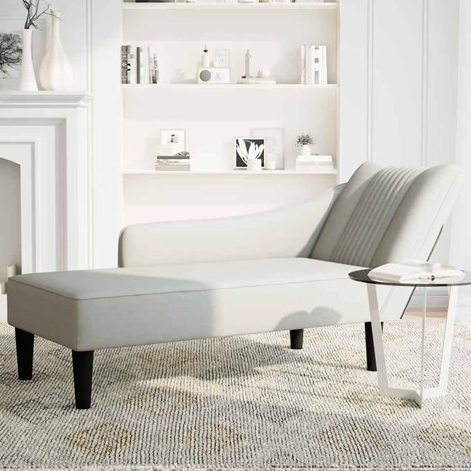 vidaXL - Chaise - longue - met - rechterarmleuning - fluweel - lichtgrijs