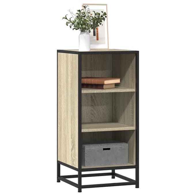 vidaXL - Dressoir - 35,5x35x76 - cm - bewerkt - hout - en - metaal - sonoma - eikenkleur